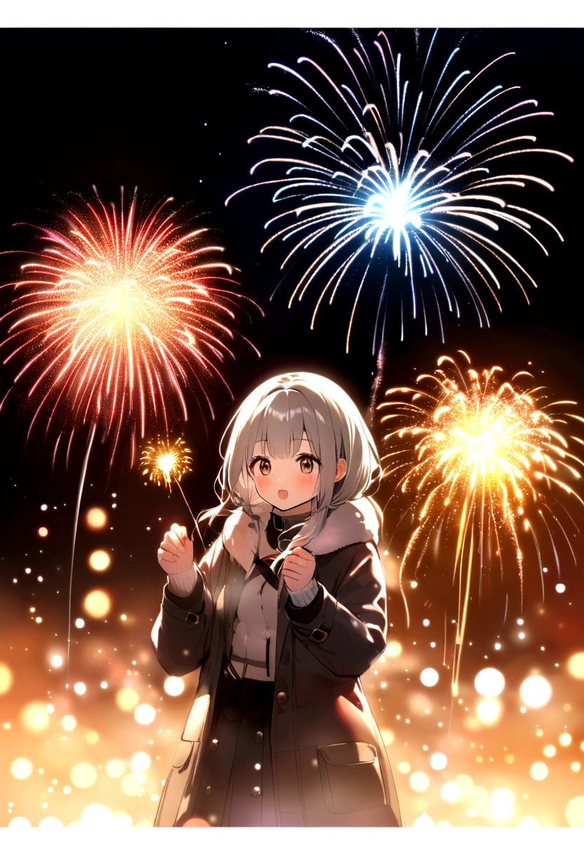 ((firework)), No background, 球状のfirework, Complex and shining atmosphere, Magic Particles, New Year's Eve, Sparks and liquid fires, 大きなfireworkが1つ,Magic Particles, Luminous sphere, Magic Particles in the air, Spherical lightning, sparkling in the air,colorful,日本のfirework