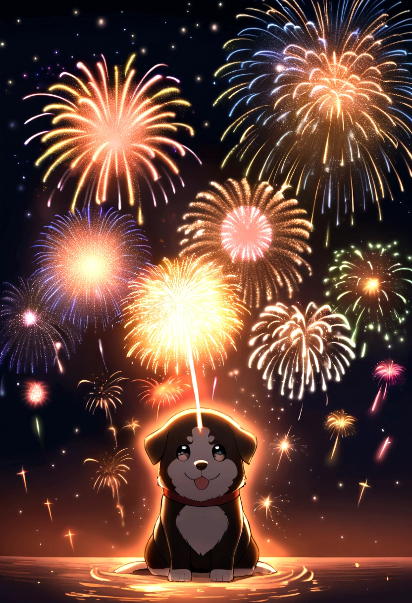 ((firework)), No background, 球状のfirework, Complex and shining atmosphere, Magic Particles, New Year's Eve, Sparks and liquid fires, 大きなfireworkが1つ,Magic Particles, Luminous sphere, Magic Particles in the air, Spherical lightning, sparkling in the air,colorful,日本のfirework