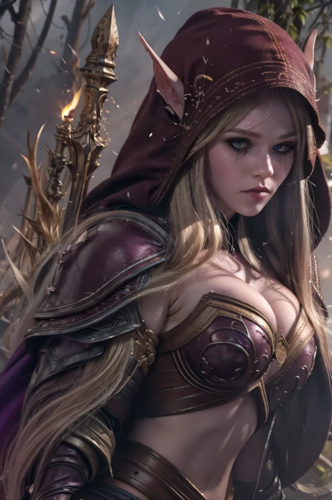 red eyes, sylvanas_windrunner, sylv-lora, 1girl, elf, will be depicted in the futuristic world of "Aeon Flux". The artwork will be created using the medium of digital illustration. The image quality should be at its best, with a resolution of 4k or 8k. It should be ultra-detailed and have a realistic, photorealistic appearance. The colors should be vivid and the lighting should be carefully designed to enhance the overall atmosphere of the scene.
In the artwork,red eyes, sylvanas_windrunner, sylv-lora, 1girl, elf, character will be portrayed with beautiful, detailed eyes and lips. Her face will be extremely detailed, capturing her unique features and expressions. She will be shown in a dynamic pose, reflecting her strong and confident personality. The background will be a futuristic cityscape, showcasing the sci-fi elements of the "Aeon Flux" universe. The city will be presented in a dark and moody color palette, with neon lights illuminating the streets. The composition will have a strong sense of depth, with layers of buildings and structures creating a visually striking image.
The artwork will have a professional and polished look, with sharp focus and ultra-fine painting details. The use of HDR and studio lighting will further enhance the realism of the scene. The overall style of the artwork will be influenced by concept artists, combining elements of science fiction and dystopia. The final result should be a masterpiece that captures the essence of "Aeon Flux" and portrayal of the red eyes, sylvanas_windrunner, sylv-lora, 1girl, elf, iconic character.