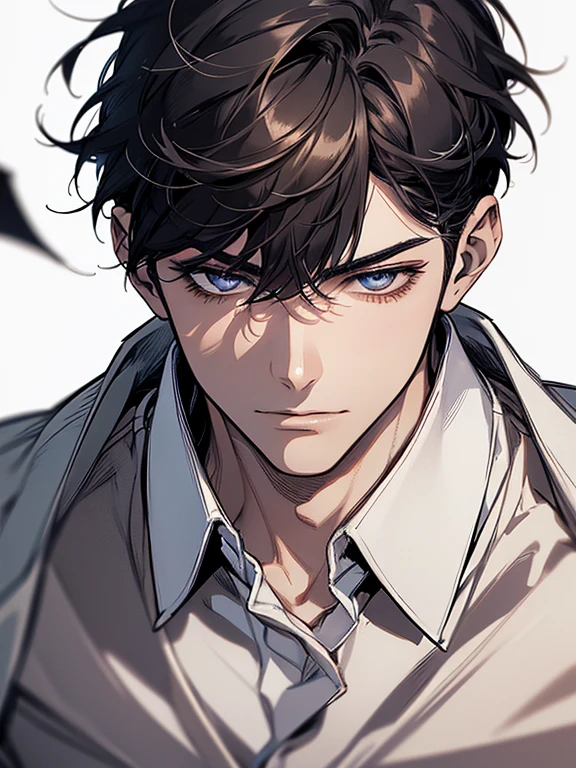 Ultra Detail,Haig Quality,sketch,1male,matured male,30 years, Beautiful face,(black short hair),Handsome men,Pearl skin,White short sleeved shirt,drooping eyes,japanese high school,Dynamic Angle,Japan Anime,Whole body,face forward