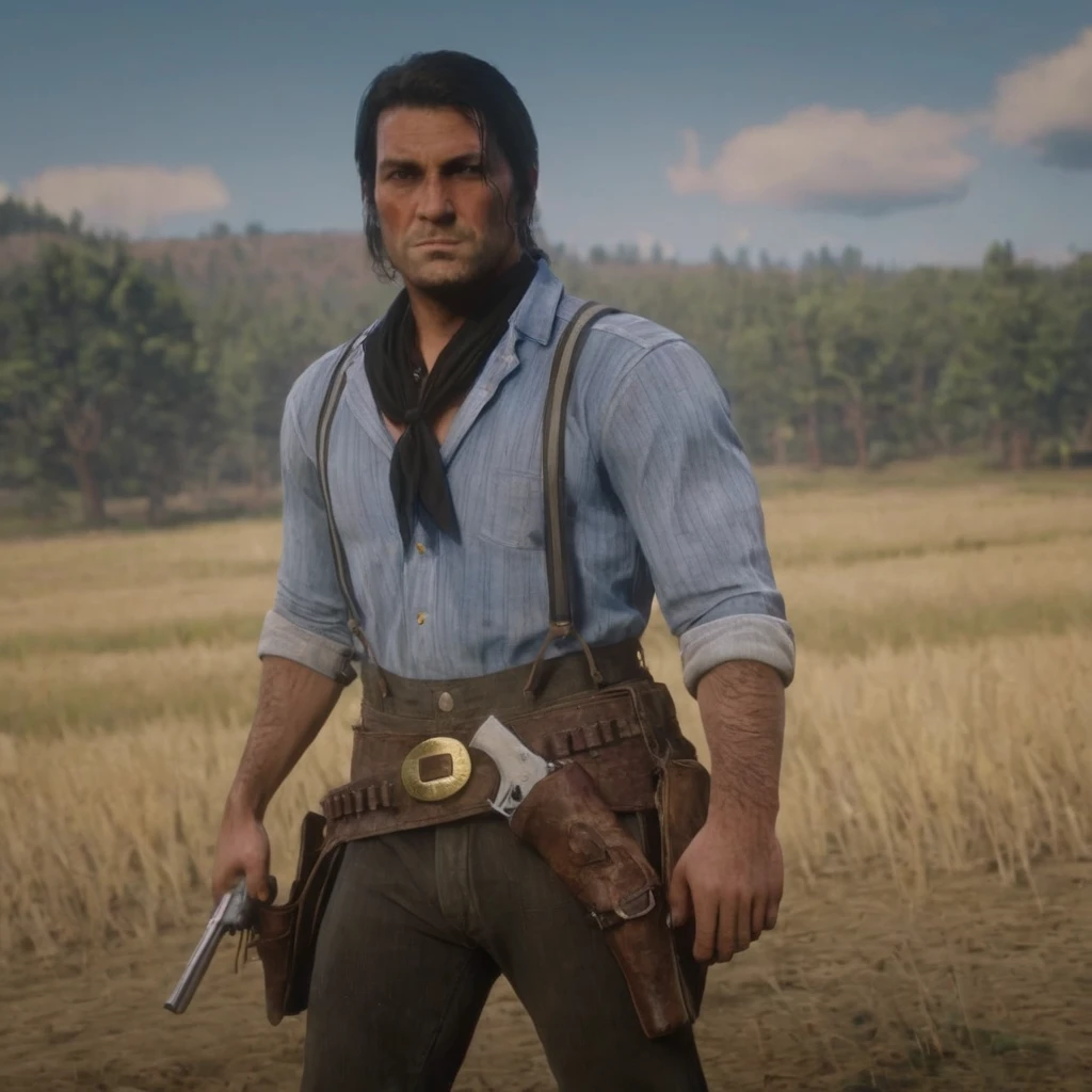 cinematic film still of  TREAVOR PHILIPS , doctor suit.aman holding a gun in a field,solo,black hair,1boy,weapon,male focus,gun,blood,facial hair,blood on clothes,manly,aiming at viewer , epic, Western, adventures, outlaw, Red Dead, Western United States, wild west, cowboy, cowgirl, Open world, 1900's, realistic, cinematic, film look, dramatic light, partially covered in shadows, gang, Western-themed action-adventure, Red Dead Redemption style
, shallow depth of field, vignette, highly detailed, high budget, bokeh, cinemascope, moody, epic, gorgeous, film grain, grainy