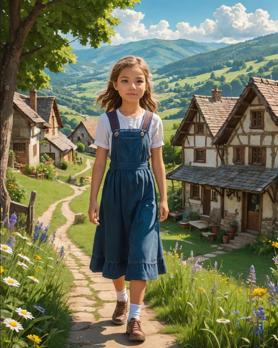 Girl walking on road 