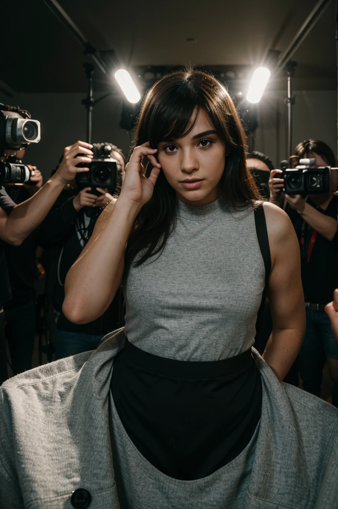 famous internet celebrity in the spotlight and is surrounded by camera