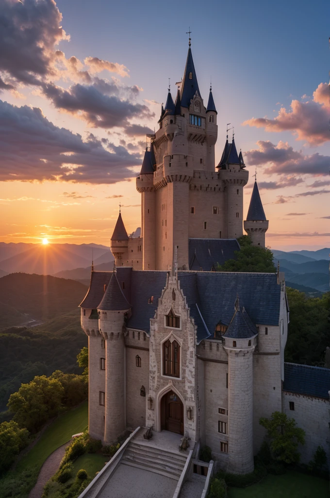 castle,Kuno,sunset
