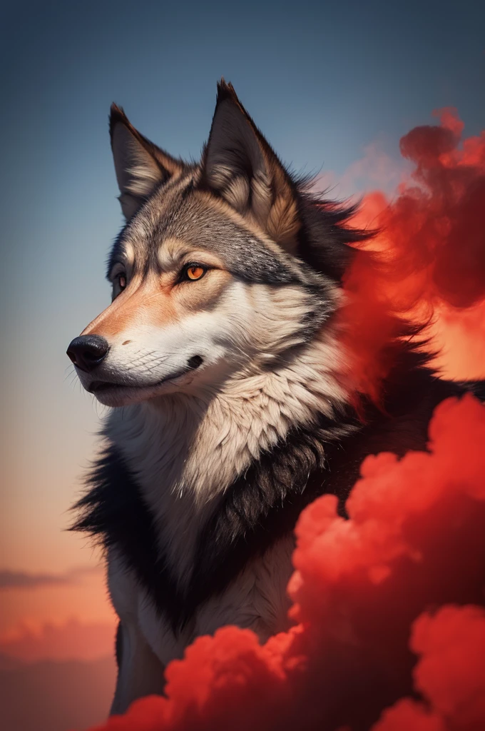 Just make a wolf with red smoke in the background