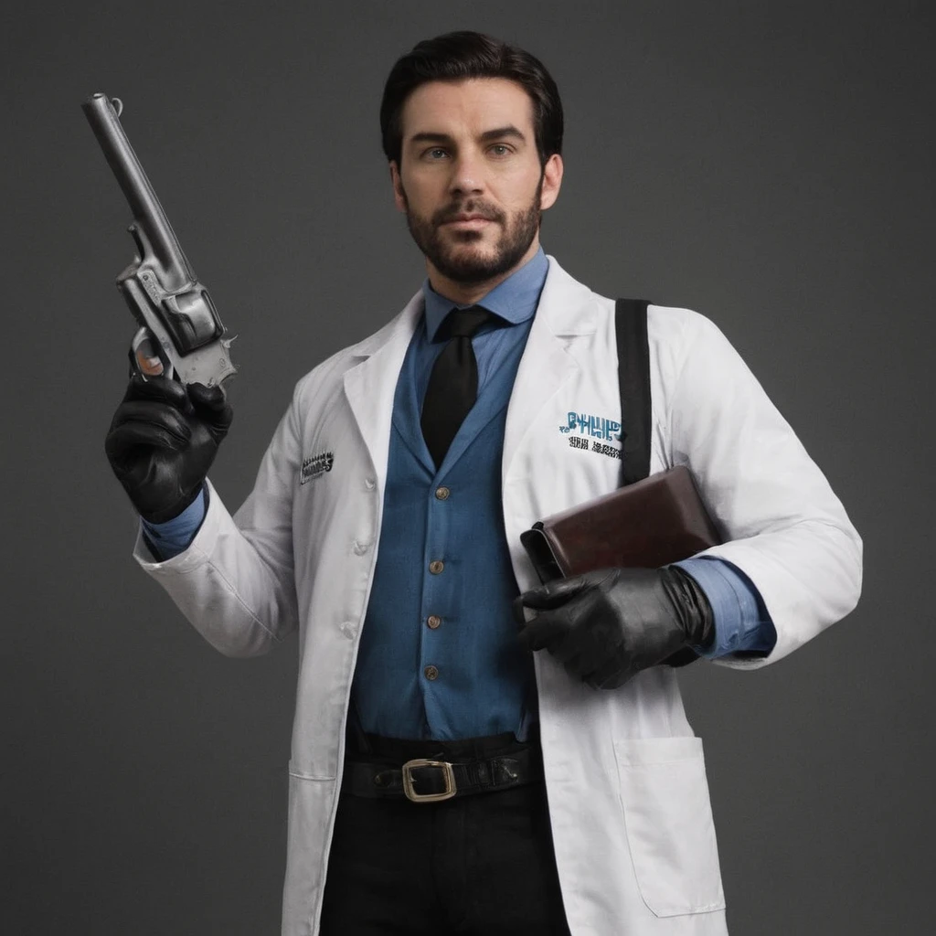 Treavor Philips WEARinG DOctOr OUtFiT ANd HoLdinG a GUn