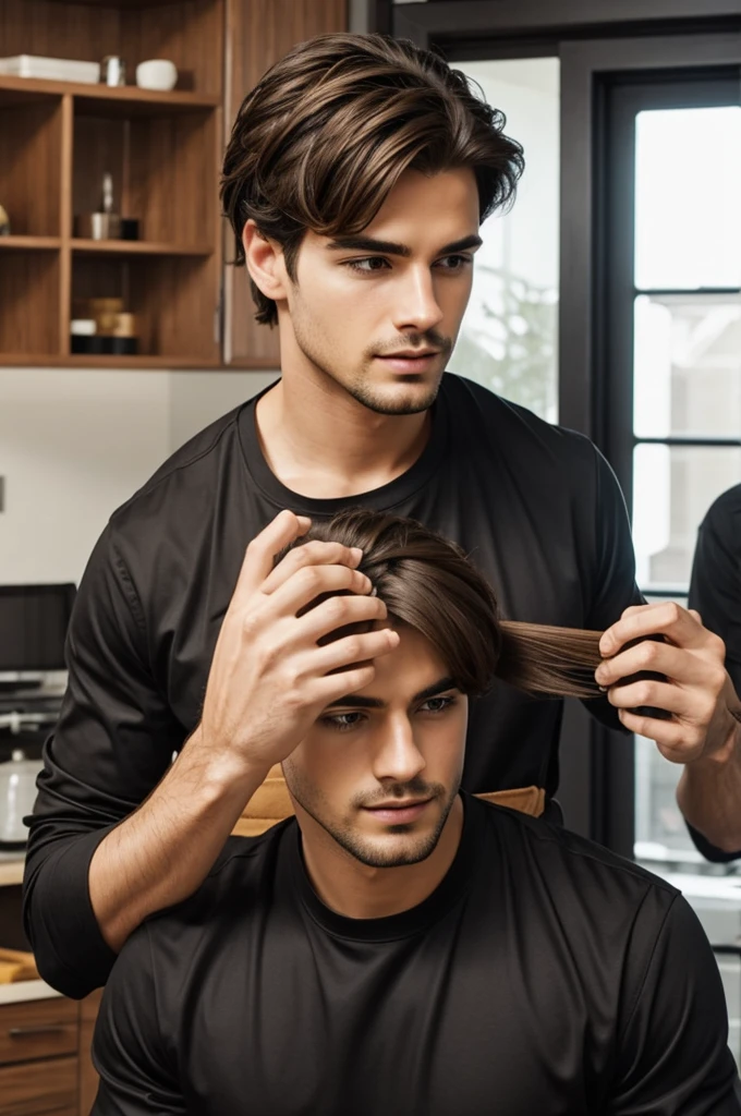 Now cut his hair a little