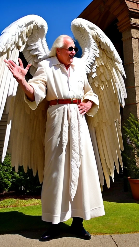 A silly old angel plays a prank