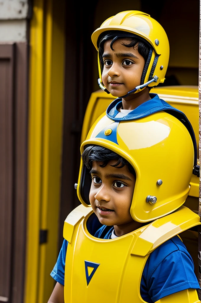 Baljeet with yellow helmet