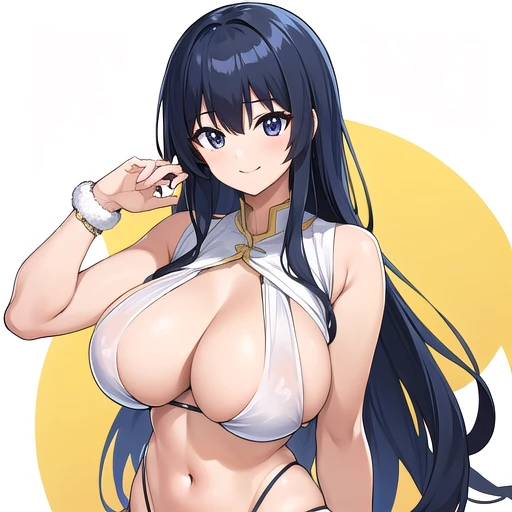 smile,long hair,((パイロット)),Grown-up,There is a hole in the chest,big breast,