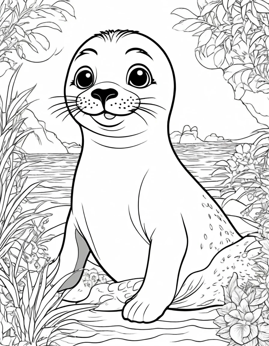 Sesame seal seal, white background, 5-6  will love this coloring book,