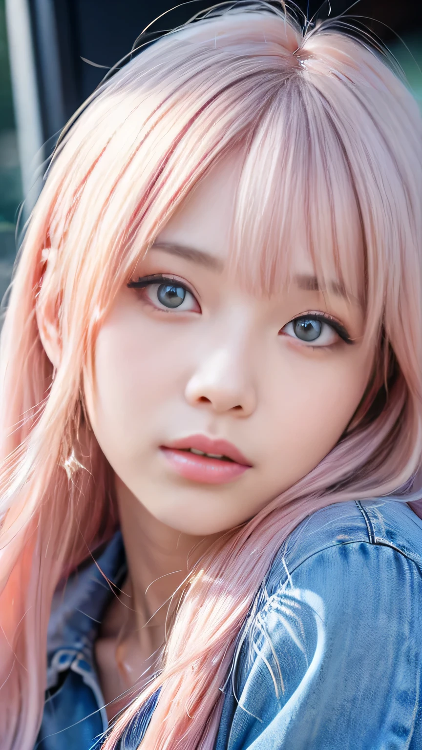 Ai Hoshino, beige pink hair, Blue Hair,Long Hair, favorite , beautiful, Shining Eyes, stars are reflected in my eyes, Idol, ２By people, 2 girls, Long pink hair