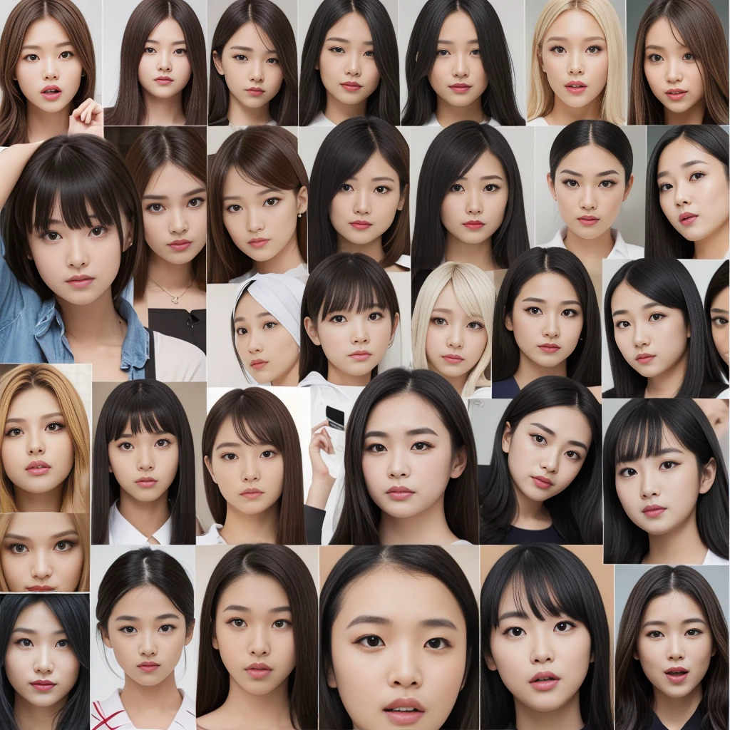 Girls with various expressions、、20 types、30 types、Angry expression、Surprised expression、Crying expression、A dreamy look、Sad expression、smile、Face only