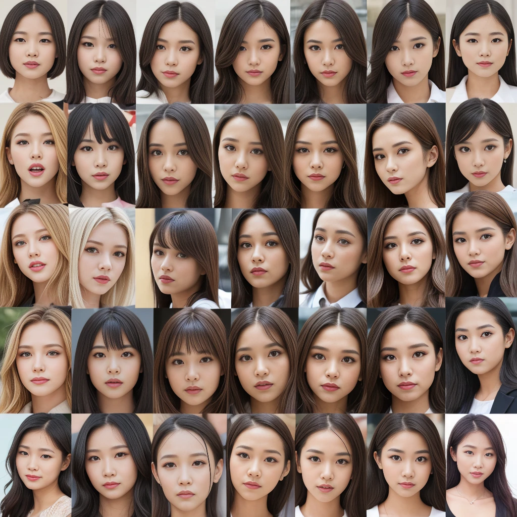 Girls with various expressions、、20 types、30 types、Angry expression、Surprised expression、Crying expression、A dreamy look、Sad expression、smile、Face only