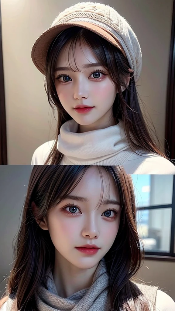 Long-haired Arafad woman wearing hat and scarf, realistic digital art 4k, realistic digital art 4k, Soft portrait shots 8 k, photoRealistic art style, photoReal beautiful face, cinematic realistic portraits, Beautiful digital art work, Real beautiful face, Realistic art style, 3D Rendering Character Art 8k, beautiful realistic face, Stunningly realistic graphics