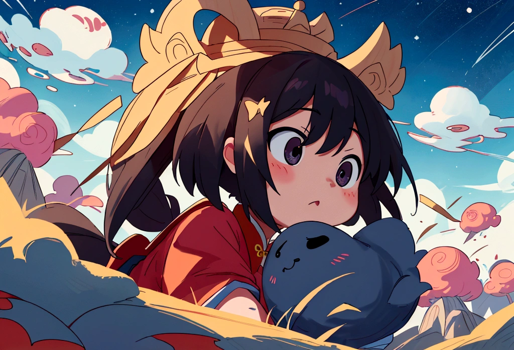 Chinese ink style,Hyper-detailing,comic strip,China-style,pupils,school ground,starrysky,highly detailed surreal vfx,Smudge,Faraway view,super-fine,ultra - detailed,high qulity,8K ,oc rendered,dynamic viewing angle