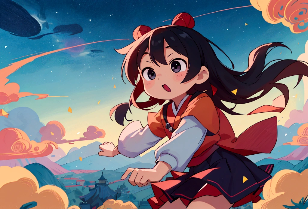 Chinese ink style,Hyper-detailing,comic strip,China-style,pupils,school ground,starrysky,highly detailed surreal vfx,Smudge,Faraway view,super-fine,ultra - detailed,high qulity,8K ,oc rendered,dynamic viewing angle
