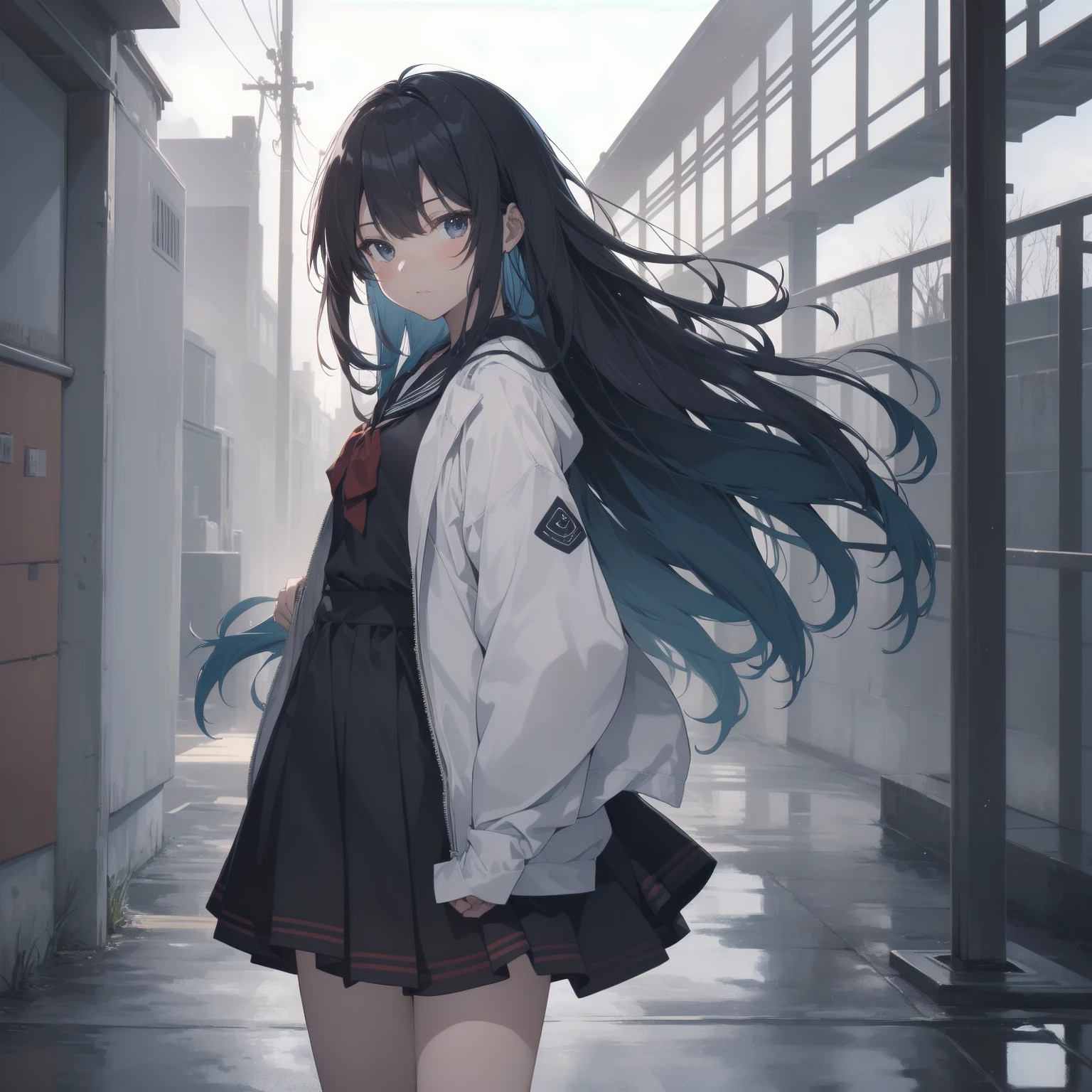 ultra-absurdres-Top quality by artist God, ultra-detailed, high resolution, anime moe artstyle, best anime 8k konachan wallpaper, pixiv contest winner, pool:2810, perfect anatomy,break, 1girl, (Please draw a girl walking sleepily to school alone. )break,(Solo,little female, 13-year-old:1.3),Full limbs, complete fingers,a junior high school student, (very short hair), short cut, flat chest, , small butt, small black eyes, beautiful detailed eyes, well-proportioned iris and pupils, expressive eyes, highres detailed hair, soft expression, salor school_uniform, sailor collar, serahuku, bow, pleated skirt,(Detailed Lighting), (Detailed background), in the School commute route. break,super detailed skin, Best cinematic lighting powered by famous artist, 8k,beauty illustration,photoshop_(medium),very aesthetic,break,((artist:null_(nyanpyoun) )), artist:clamp ,artist:carnelian ,artist:kantoku ,