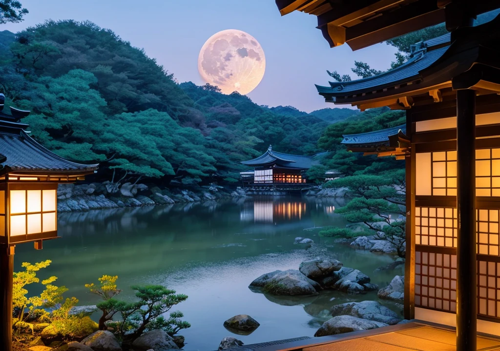 full moon Kyoto scenery Reality Images