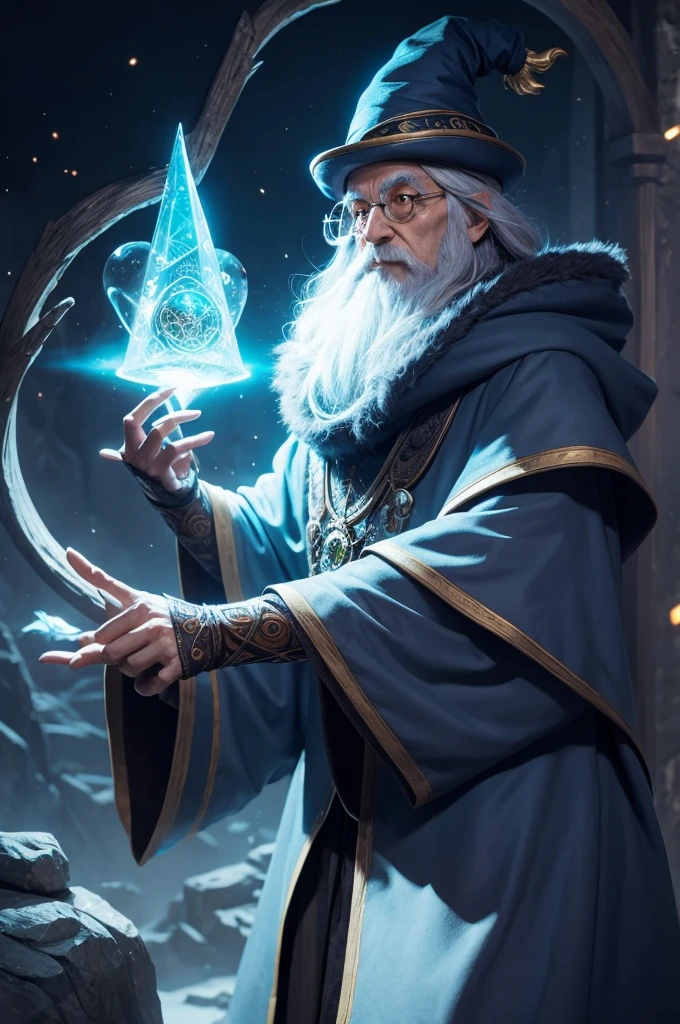 A wizard owl in the style of RPG numenera