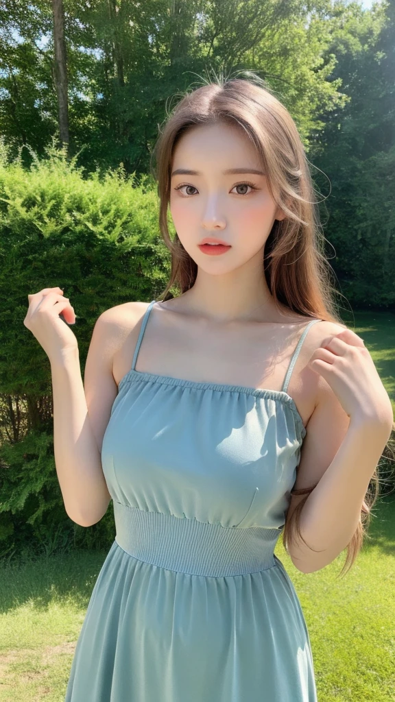 (Genuine, High resolution:1.3), Girl with perfect body, Very beautiful face and eyes,Long Hair,Rapunzel,Purple dress,The background is a forest