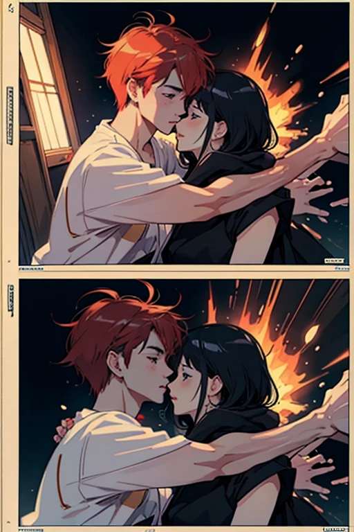 Comic Storyboard:1.8, comic strip, Comic Layout, My favorite manga storyboard, story of a loving couple, anime emoji theme pack, Hyper Hi-Vision, Japanese anime manga style, red background dark sky, 24K UHD.