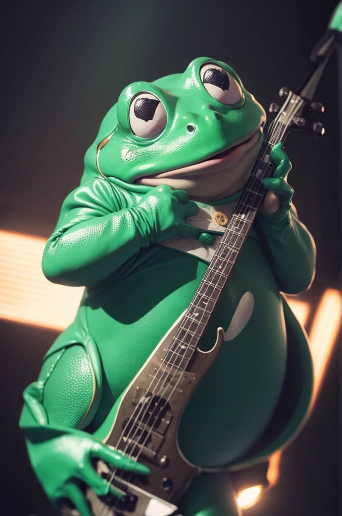 A sad pop singing frog