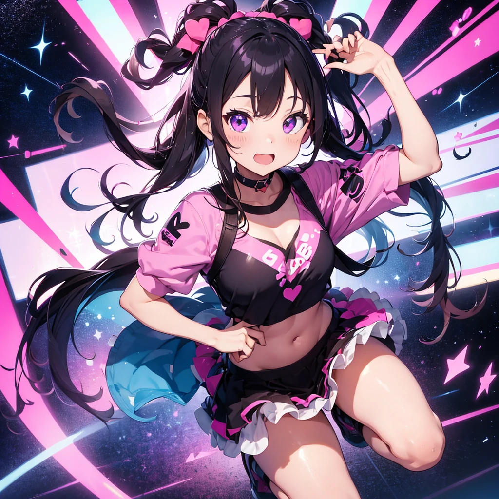Create a logo for an idol group called AiBabe69. The logo should be modern, energetic, and stylish, using vibrant colors like pink and purple. Include playful elements such as stars or hearts and ensure the name 'AiBabe69' is prominently and correctly displayed in a bold, dynamic font.
