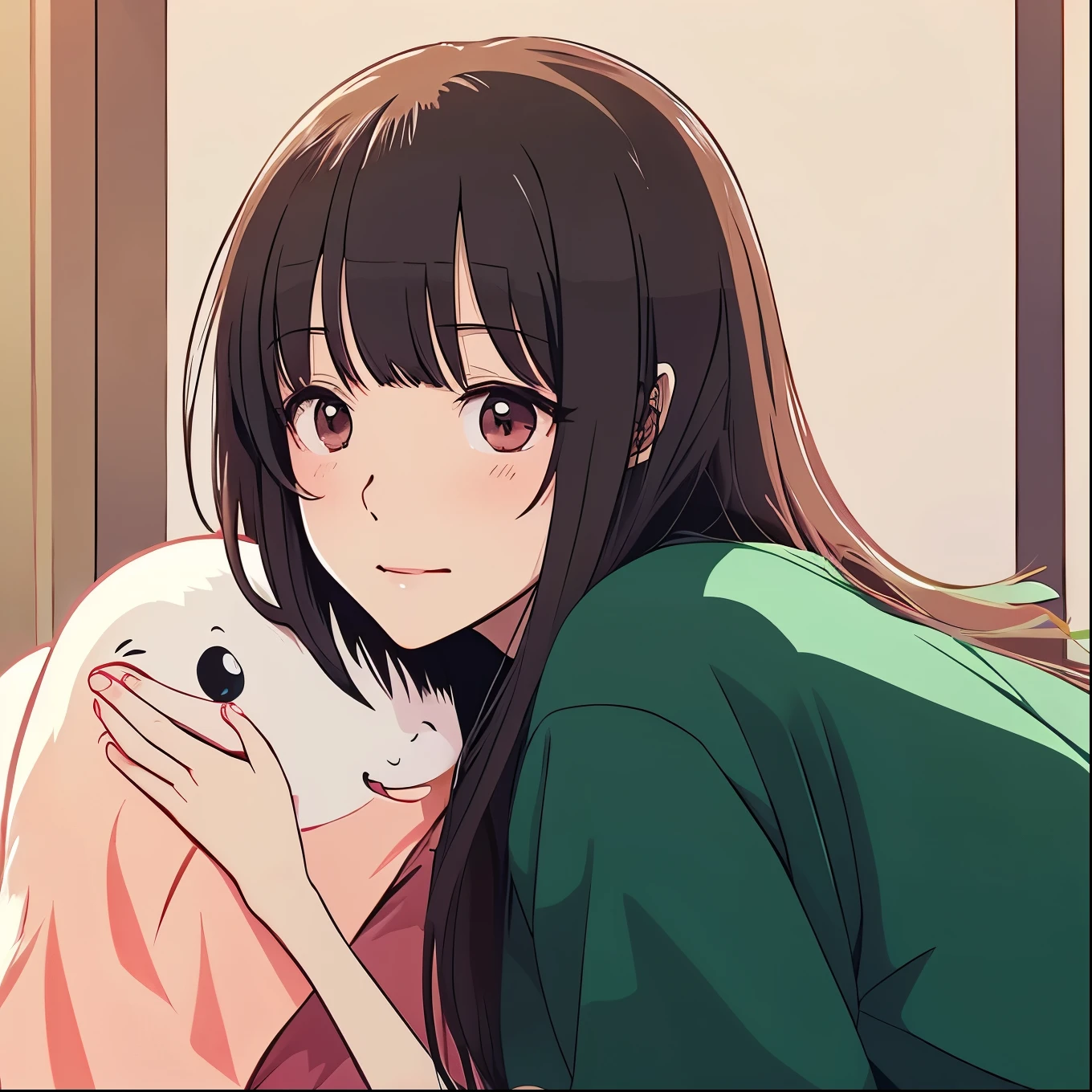Mutual love illustration in anime style、A gentle head pat