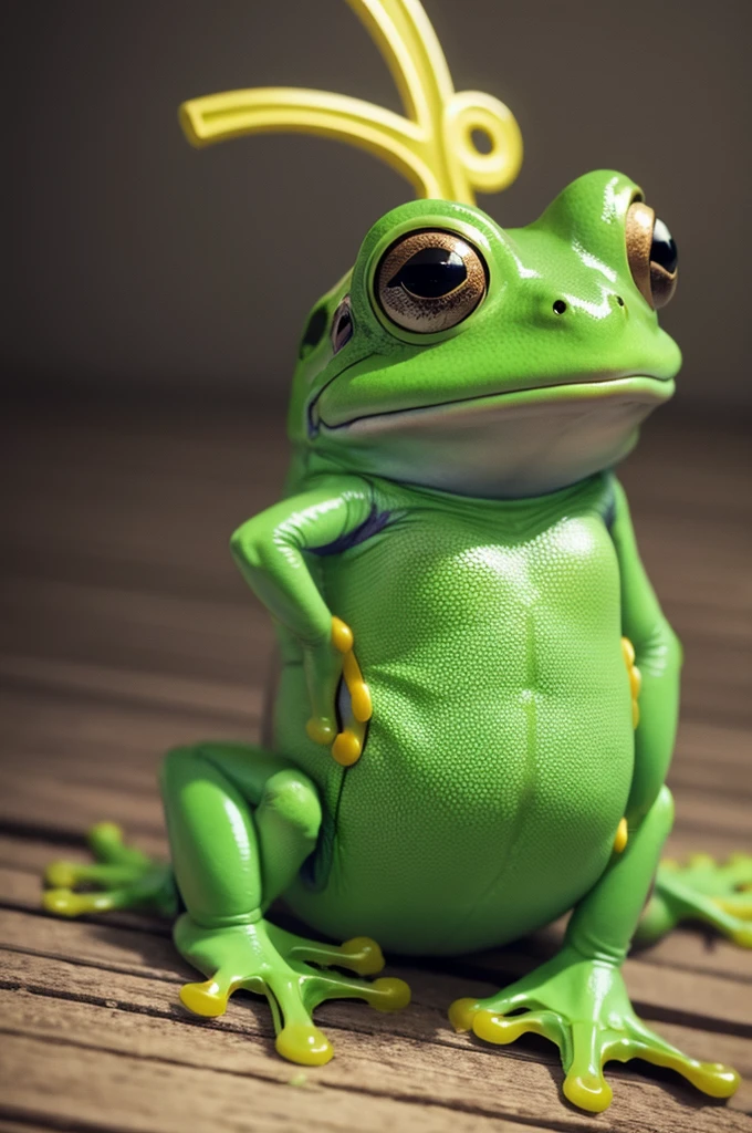 A sad frog singing pop music