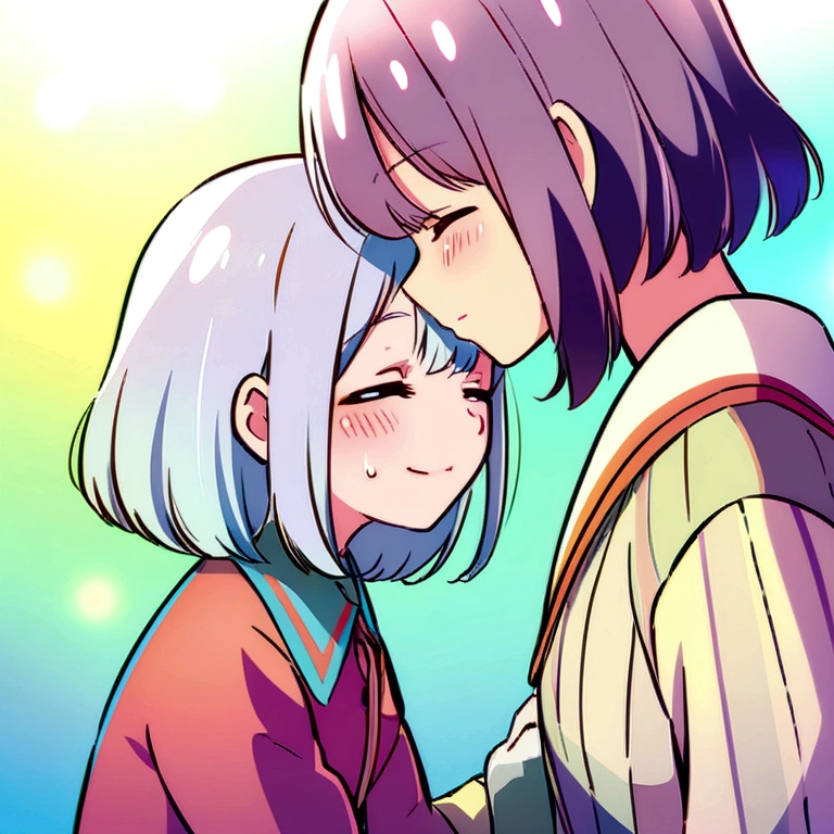 Mutual love illustration in anime style、A gentle head pat