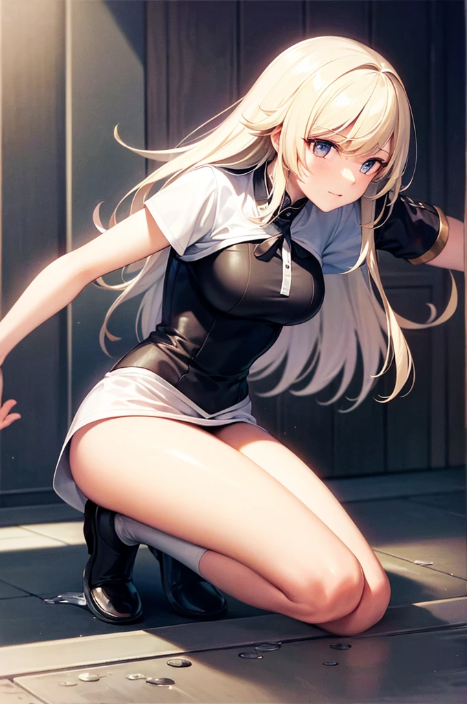 A neat and clean woman is squirting