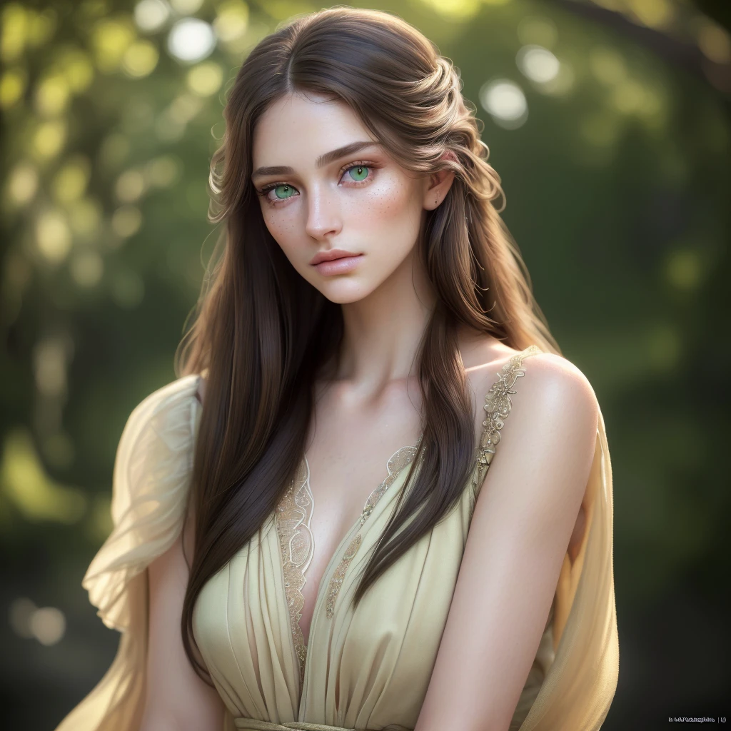 beautiful girl, long brown hair, green eyes, beautiful detailed eyes, beautiful detailed lips, extremely detailed face, longeyelashes, (best quality,4k,8k,highres,masterpiece:1.2),ultra-detailed,(realistic,photorealistic,photo-realistic:1.37),HDR,UHD,studio lighting,ultra-fine painting,sharp focus,professionally shot,vivid colors,natural lighting,warm tones,soft focus,portrait jackiin farnandis 
