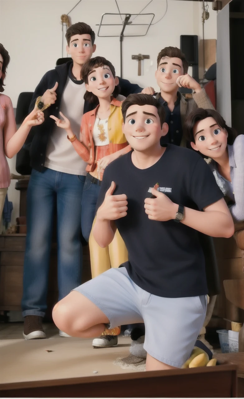 masterpiece, best quality, an Young man, boy, girl, boy, and madam
