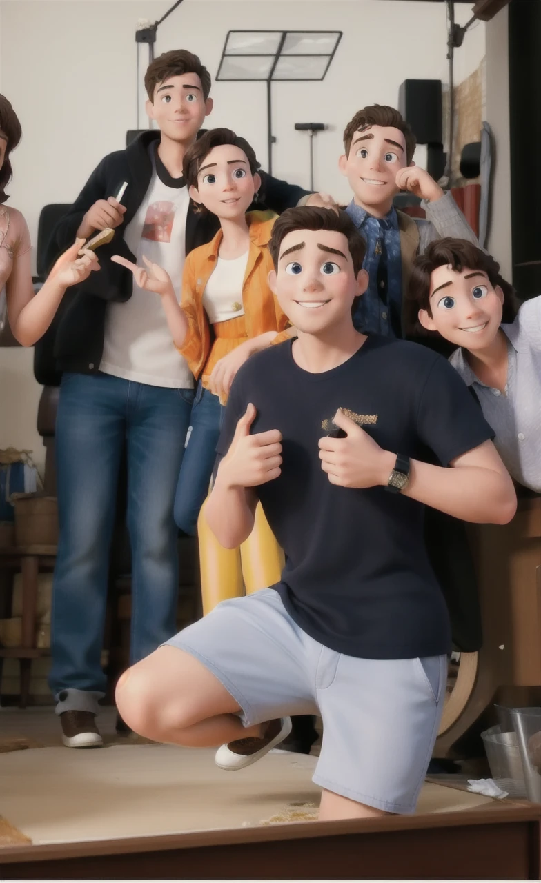 masterpiece, best quality, an Young man, boy, girl, boy,  and madam