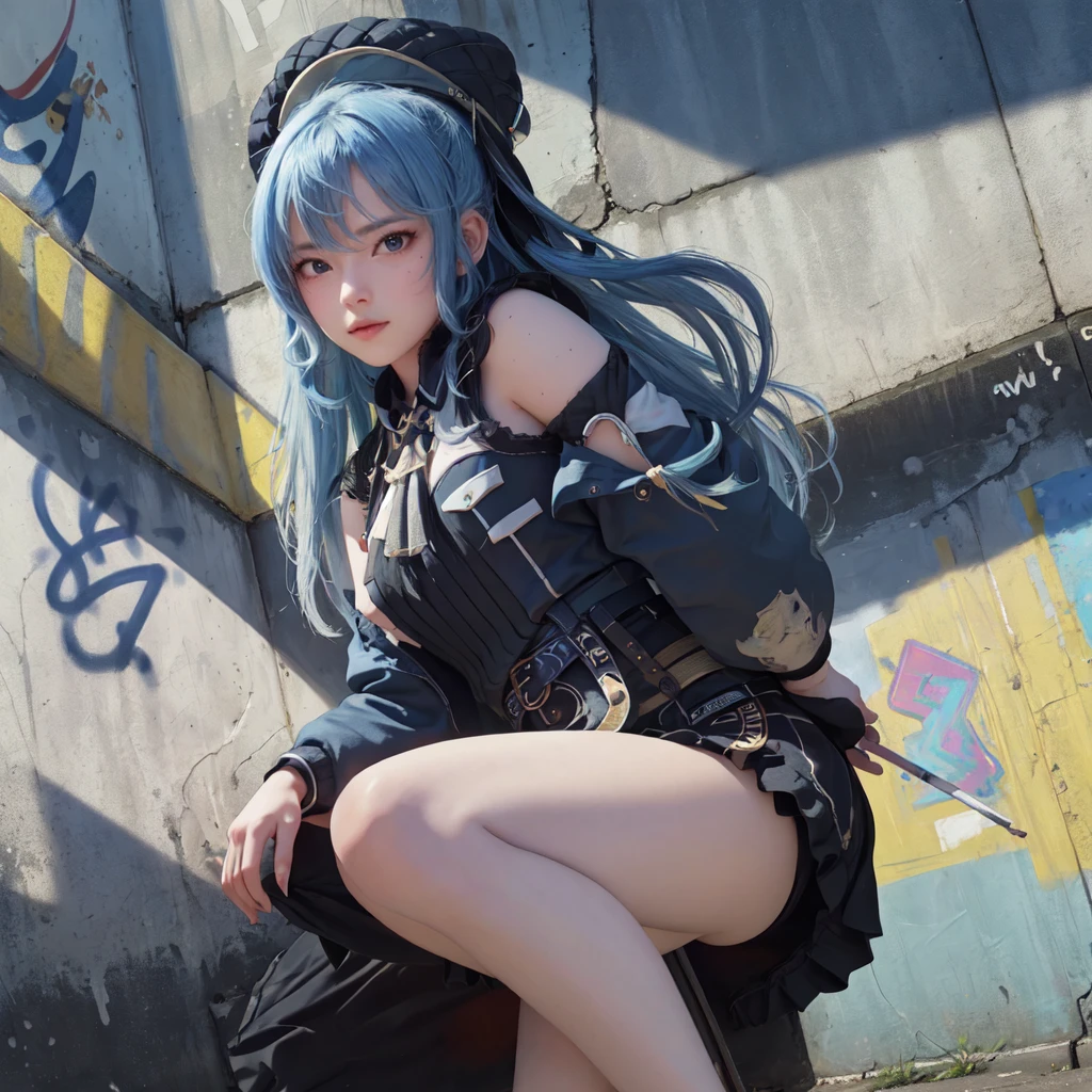 (best quality), masterpiece, Extremely detailed CG8K painting, high color, Extremely high color saturation, All colors are deepened, painting, graffiti art, central composition, Extremely detailed light and shadow, graffiti wall, The walls are painted bright colors, 1 girl graffiti 1 girl looking at the wall, The face and eyes are very detailed, medium length hair, sportswear, colorful clouds