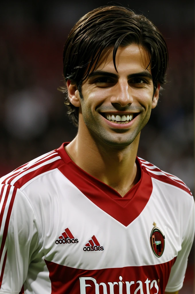 RICARDO KAKÁ IN 2007 WITH A MILAN SHIRT SMILING AT THE CAMERA WITH GOLD TEETH