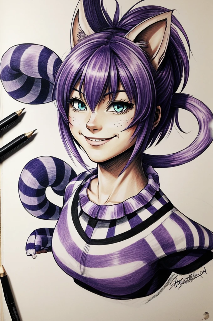 the humanized cheshire cat with horikoshi drawing type
