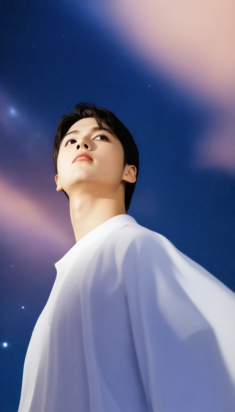 Shohei Ohtani's face and unicorn horn、mane。
Shohei Ohtani's uniform blends into the unicorn's body。
Beautiful wings spreading from the back。
Fantastic Background(example: Starry night sky、Rainbow Cloudagic Forest, etc.)。