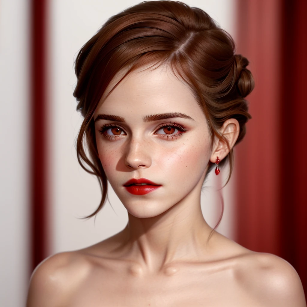Very hot, sexy, red colour lips, beutiful eyes, 4k realistic Emma Watson 