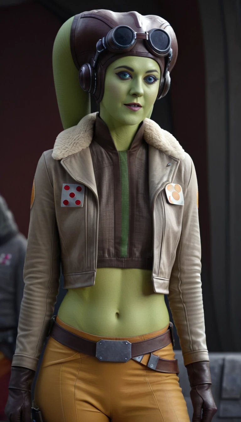 A beautiful sexy , hera syndulla, green skin (detailed realistic,4k,highres,masterpiece:1.2), NUDE