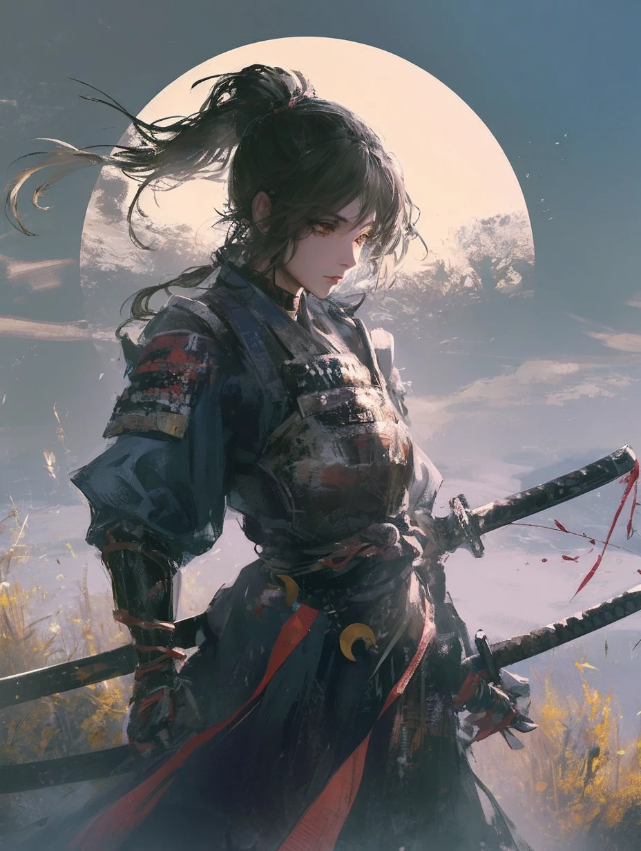 Gender: Woman
Age: 19
Samurai, 2 katanas and Moon on background