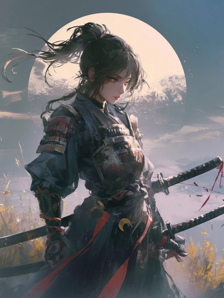Gender: Woman
Age: 19
Samurai, 2 katanas and Moon on background