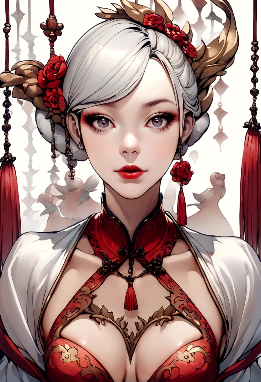 ,Sexy clavicle,Wearing tulle,Extreme,Chinese style