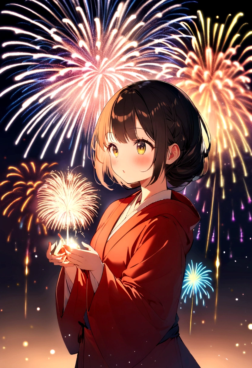 ((firework)), No background, 球状のfirework, Complex and shining atmosphere, Magic Particles, New Year&#39;s Eve, Sparks and liquid fires, 大きなfireworkが1つ,Magic Particles, Luminous sphere, Magic Particles in the air, Spherical lightning, sparkling in the air,colorful,日本のfirework