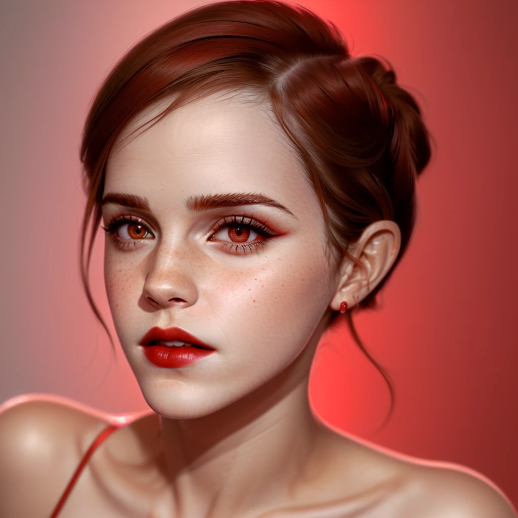 Very hot, sexy, red colour lips, beutiful eyes, full body realistic Emma Watson 4k