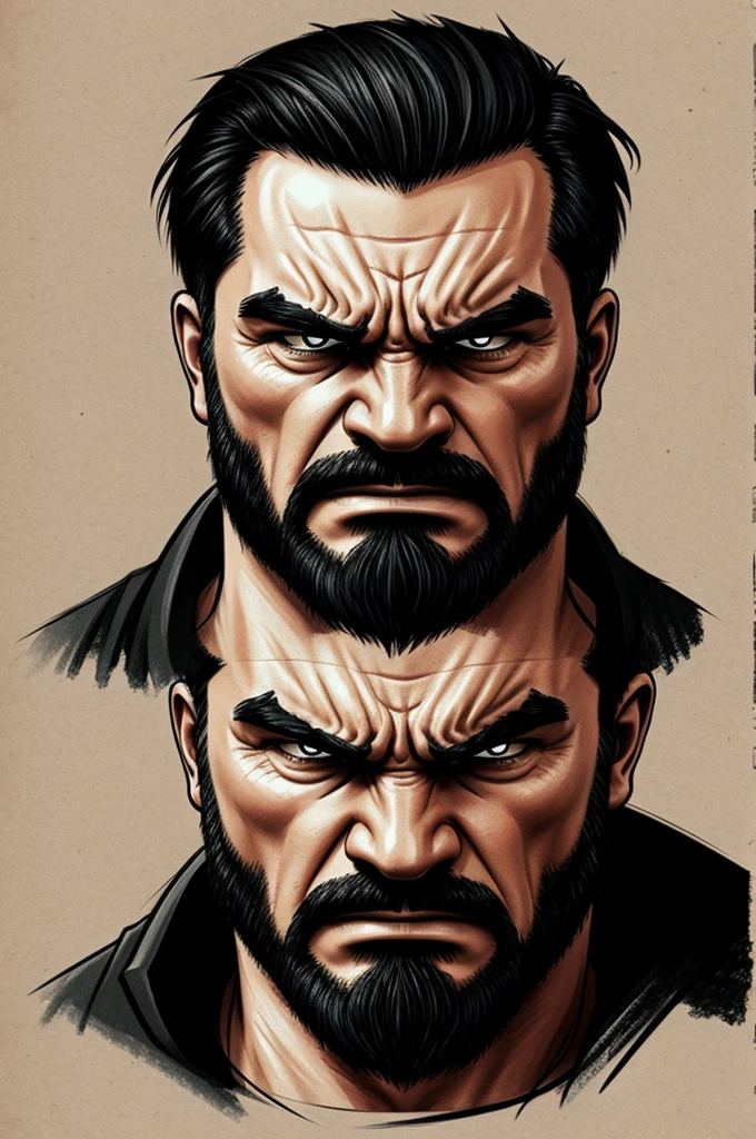 Angry man with sketch style 