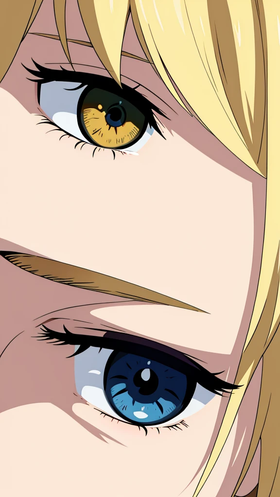 one eye close up,blonde,
