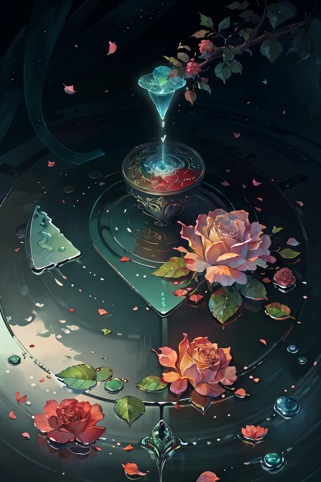 original,(Awareness-raising:1.1),(Highest quality),(masterpiece:1.1),(Highly detailed CG Unity 8k wallpaper),(color:1.2),Rose Bush,Rose petals,landscape,Rios|purely,