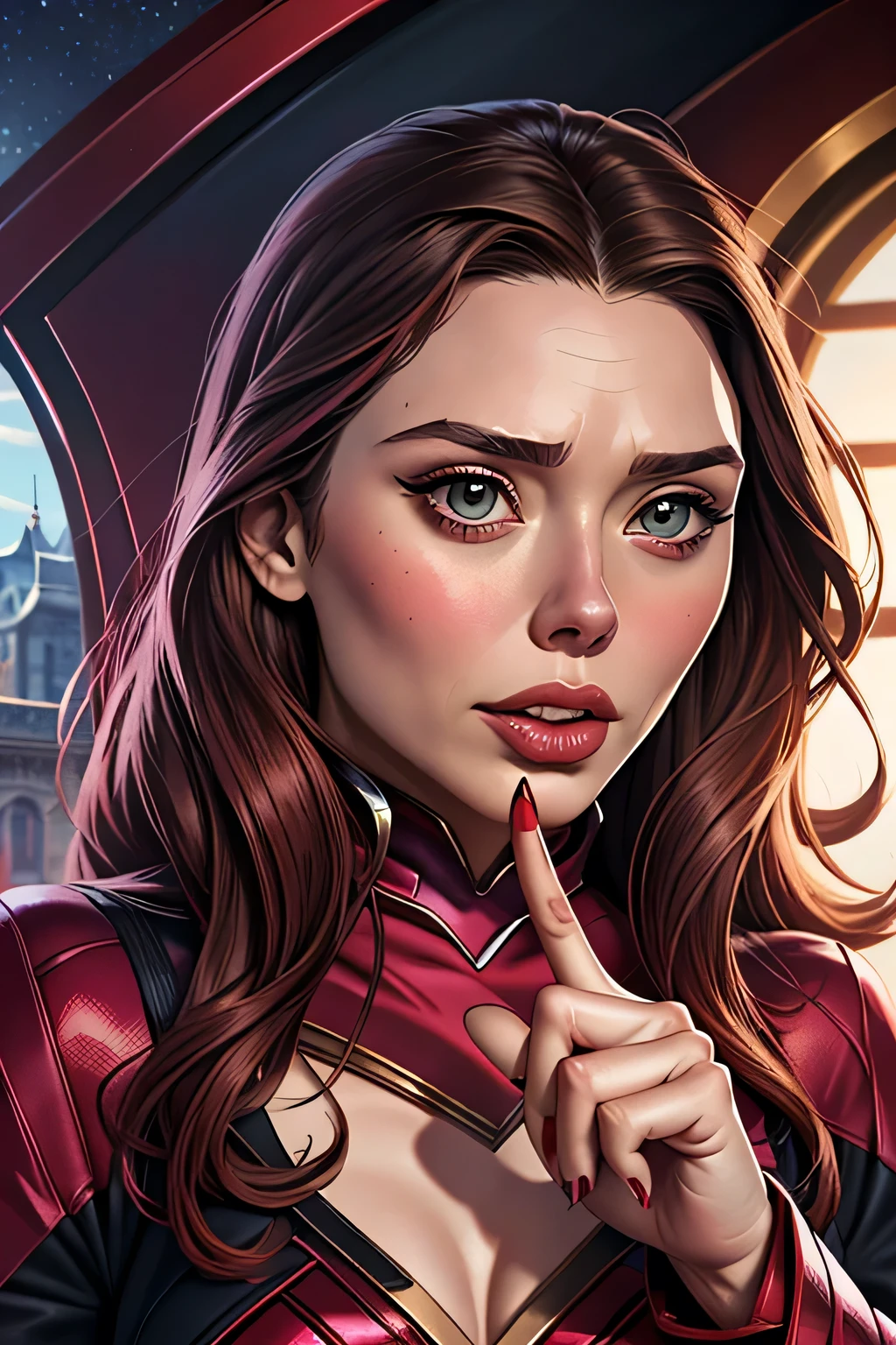 ((Highest quality)), ((masterpiece)), (Familiar), ((Elizabeth Olsen)), ((Scarlet Witch)), Perfect Face、detailed、(Accurate hand and finger depiction)、(Accurate lip drawing)、(Accurate tongue depiction)、 Scarlet witch woman、Beautiful nails、Black nail polish、 (I'm crawling on my stomach:1.5)、Browsing Caution, Vaginal intercourse, Woman standing on top, Real Vagina, Anal Sex, Real Anal, (Crying face:1.4)、Half an eye、blush、Open your mouth、(sweating:1.1)、Voluptuous body、Large Breasts、Tight waist、Big Ass、Fascinating、glamorous、Cinematic, (Complex:1.4), Low contrast、Side lighting, Best Shadow, (View from the front)、(In the deep dark forest)、(Autumn leaves on tree々Surrounded by)、(The ground is covered with leaves and tree roots..)、(vapor:1.3)、Browsing Caution, penis、(With projectile:1.4), (Excessive ejaculation:1.5)、((2penis:1.2)), (2. The penis grows out of the ground.1.3)